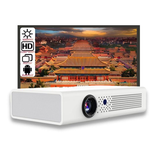 New Smart Mini Portable 4K Android 9 DLP LED Pico Projector 600ANSI WiFi HIFI Stereo 3D Built-In 30-120 Inches Home Theatre