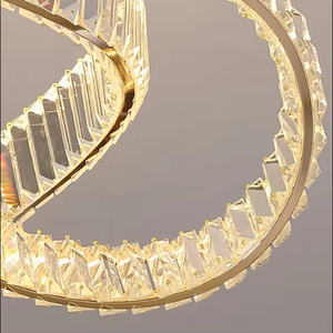 Lámpara colgante de acero de tendencia, candelabro de cristal K9 de lujo moderno de color champán decorativo - Product Image 6