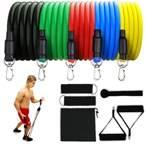 GEDENG Heavy Duty Men 11PC 11 Piece Arm Resistance Band Set Ejercicio Fitness Band Strap Black Rubber Pulling Rope