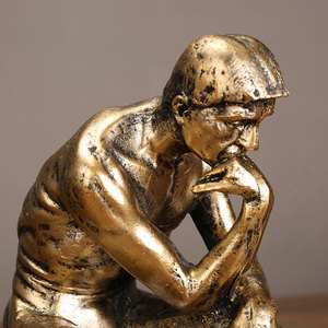 Figura de Resina del Maestro Gu Thinker, Color Dorado, Plateado y Arenisca, Escultura Decorativa para Librero o Mueble de TV - Product Image 4