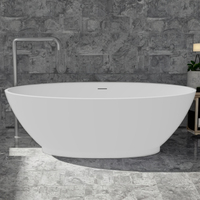 Baignoire Moderne Autoportante en Acrylique Design Rectangle Blanc Fonction Trempage Egouttoir Certifié CE/CUPC Garantie de 3 ans pour