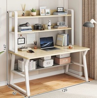 Escritorio de Estudio Moderno Todo en Uno de Madera con Estantería Integrada para Oficina en Casa, Dormitorio o Espacio de Trabajo