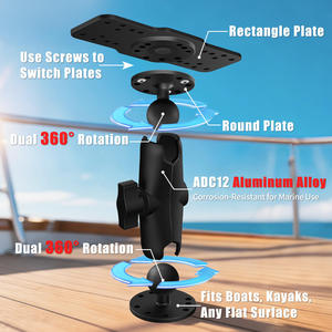 S109 Support de fixation pour sondeur de pêche en alliage d'aluminium de 5,4 pouces 360° Support électronique marin rotatif avec verrou de sécurité, support de bateau réglable - Product Image 1