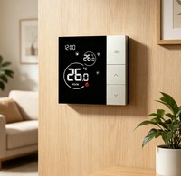 Termostato Digital Programable WIFI AC620F para Fan Coil de 2/4 Tubos, Diseño Cuadrado Moderno, Ahorro de Energía, Montaje en Pared, 220V, Efecto Llama
