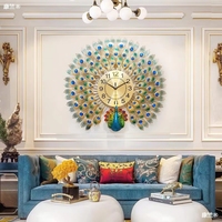 Jam Dinding Dekorasi Rumah Modern Fashionable untuk Pintu Masuk Ruang Tamu, Senyap, Mewah, Seni Patung Hewan dari Besi