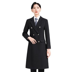 Black <b>Wool</b> Trench Coat For Women Men Autumn Winter 2024 Formal Long Coat Solid Color Medium Thickness Pocket Design - Product Image 5