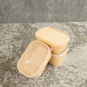 Bol rond jetable en papier kraft, étanche, 500 ml-1300 ml, biodégradable, pour plats à emporter, nouilles chaudes, riz - Product Image 2
