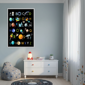 Printed Canvas Artwork: Elegant Alphabet Space <b>Poster</b> <b>for</b> Kids,WHITE <b>FRAMED</b> CANVAS - Product Image 3