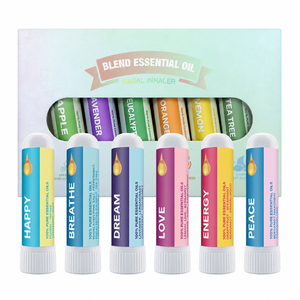 Lot de 6 bâtonnets inhalateurs d'huiles essentielles portables, ensemble d'arômes variés pour les voyages, le bureau, OEM, étiquette privée - Product Image 1