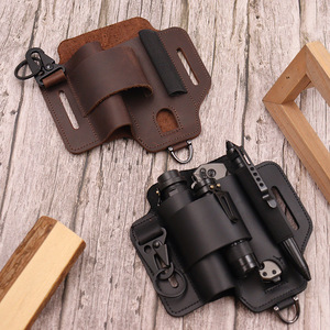 EDC Tactical <b>Tool</b> Pouch <b>Leather</b> Organizer Waist Bag Outdoor Flashlight Knife Holder Camping Hiking Survival Gear Multi Pocket - Product Image 6
