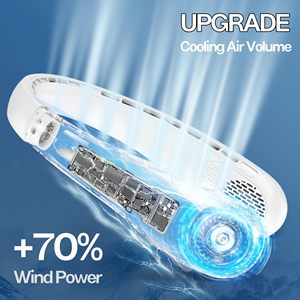 New Design Foldable LED Digital Display Outdoor Rechargeable Air Cooling Portable Bladeless Neck Fan with <b>Three</b> Speed - Product Image 5