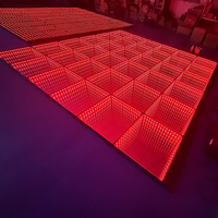 Panneaux de sol en verre trempé à effet 3d télécommandés Sensitive Infinity Mirror Led Dance Floor Tile