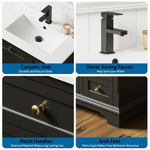 24 "30" 36 "superficie verniciata arco piedi chiusura morbida porte Vintage <span class=keywords><strong>bagno</strong></span> vanità armadio con lavandino - Product Image 6