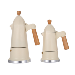 Aluminium Cuisinière Cafetière En Bois Poignée Moka Pot avec <span class=keywords><strong>Trois</strong></span> Capacités et Top Perle Design - Product Image 1
