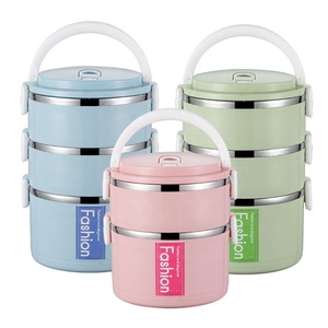 Vòng thép không gỉ Xếp Chồng Ăn Trưa hộp thực phẩm <span class=keywords><strong>container</strong></span> cho trẻ em người lớn leakproof với xử lý - Product Image 1
