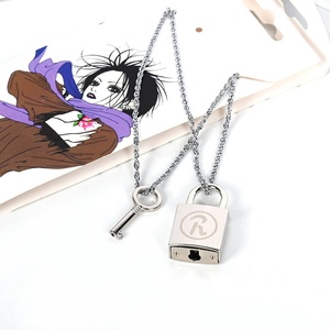Collar con Candado de Pareja Chapado en Oro Vintage <span class=keywords><strong>Nana</strong></span> <span class=keywords><strong>Osaki</strong></span> Honjo Lotus con Cadena de Serpiente, Joyería de Aleación Desbloqueable de Moda, Nuevo Producto - Product Image 2