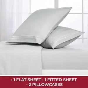 رخيصة المصممين 4 قطعة القطن الفضة ملاءات السرير طقم سرير