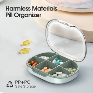 Estuche de almacenamiento de pastillas de plástico portátil Glosen, <span class=keywords><strong>organizador</strong></span> de medicamentos de 6 compartimentos, pastillero sellado para viajes (multicolor <span class=keywords><strong>semanal</strong></span> - Product Image 4