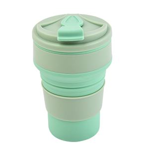 Vente en gros de tasses à café en silicone pliables résistantes aux hautes températures avec couvercle, tasse à eau portable réutilisable pour les voyages et le camping - Product Image 1