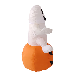 Decorazione Gonfiabile Professionale in Terylene per Halloween con Dimensioni Personalizzabili, Elfo Arancione e <span class=keywords><strong>Bianco</strong></span> Seduto su Zucca con Luci LED - Product Image 4