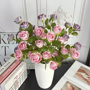 Bouquet de roses artificielles en soie Jinxi, style vintage réaliste, décoration de mariage et de maison, 10 pièces - Product Image 1