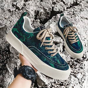 Zapatillas Deportivas Transpirables Azules y Negras para Hombre, con Suela Gruesa, Antideslizantes, con Cordones, para Estudiantes, que Aumentan la Estatura - Product Image 2