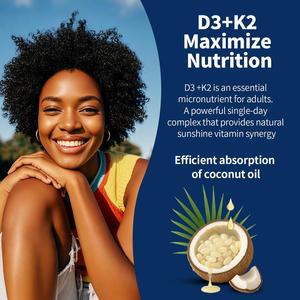 Cápsulas de Gel Suave con Vitamina D3 K2 para Fortalecer los Dientes, Absorción de Calcio y Salud del Corazón en Adultos - Product Image 3