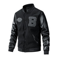 Blouson universitaire pour homme, style baseball, avec manches en cuir et corps en laine, style Letterman, pour l'hiver, streetwear, manteau de mode