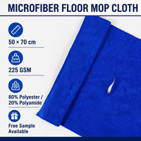 Serviette de nettoyage en microfibre très résistante 50x70cm 225GSM avec trou pour balai à main, Trapero De Microfibra, chiffon très absorbant