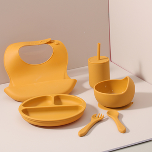 Fourchette cuillère tasse réglable et étanche du fabricant Bavoirs en silicone faciles à nettoyer de qualité alimentaire pour bébé Ensemble d'alimentation pour nouveau-né - Product Image 6