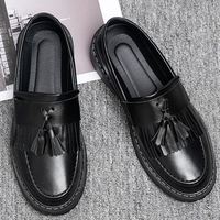Mocassins noirs en PU à enfiler avec semelle pleine, tailles 36-45, vente en gros d'usine, chaussures habillées formelles et décontractées pour hommes