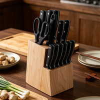 Ensemble de couteaux de cuisine bon marché vente en gros ensemble de blocs à couteaux de revêtement avec manche en caoutchouc souple
