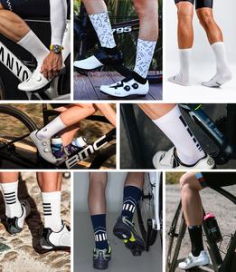 Chaussettes de cyclisme professionnelles personnalisées Grip antidérapant Chaussettes de <span class=keywords><strong>vélo</strong></span> de <span class=keywords><strong>route</strong></span> Performance White Mens Aero Cycling Socks - Product Image 5