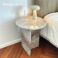 Table d'appoint en marbre naturel sur socle bas, sur mesure, style moderne, pour appartement, villa, hôtel, salon