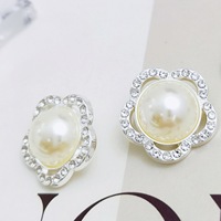Kancing Hias Mutiara Bunga Berhiaskan Batu Rhinestone untuk Aksesori Jas Bergaya, Sweater Rajut