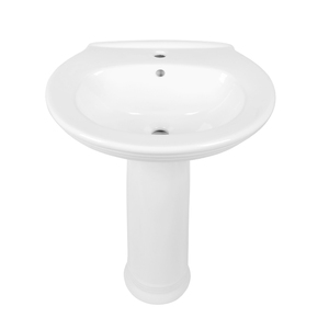 Lavabo a <span class=keywords><strong>colonna</strong></span> OUNASI Classic Home WC <span class=keywords><strong>Bagno</strong></span> in ceramica di porcellana bianca lucida <span class=keywords><strong>con</strong></span> base scanalata - Product Image 3