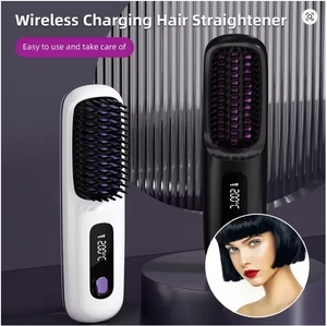 Peigne chauffant électrique <span class=keywords><strong>en</strong></span> céramique LCD USB, sans fil, portable, avec ions négatifs, outil de coiffage rechargeable, <span class=keywords><strong>brosse</strong></span> lissante - Product Image 2