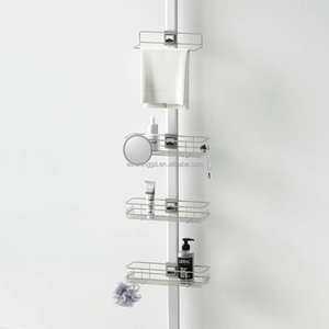 WIREKING Étagère de Douche d'Angle à Tension Réglable 74-106 Pouces, en Aluminium Inoxydable, 4 Niveaux, pour Rangement de Salle de Bain, Organisateur de Shampoing - Product Image 1