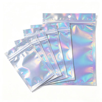 Op maat gemaakte holografische Mylar zakjes, snackfolie zakjes, 3-zijdig verzegelde, hersluitbare plastic zakjes, ziplock zakjes, BPA-vrij, snoepverpakkingen, OEM