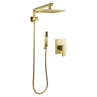 Ensemble de douche thermostatique mural en laiton noir, personnalisé, avec mitigeur en céramique dissimulé pour salle de bain