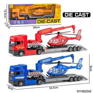 Camiones de Rescate de Plástico Fundido a Presión, Semirremolques, Camiones Tractores, Vehículos de Ingeniería con Mini Coche de Policía/Autobús/Helicóptero - Product Image 4