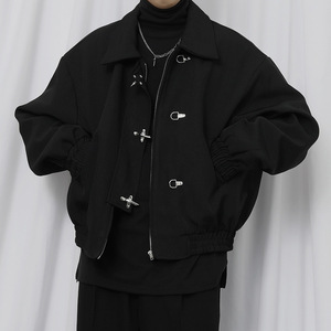 Giacca Invernale Vintage Nera Personalizzata Stile Vigili del Fuoco con Chiusura Metallica, Taglio Rilassato <span class=keywords><strong>Varsity</strong></span> in Misto Lana, Giacca Elegante da Uomo - Product Image 4