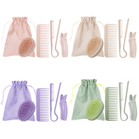 Peigne à cheveux plat en paille de blé Wanmei pour femmes, peigne à dents larges, pince à cheveux, ensemble de peignes en forme d'œuf, brosse de massage du cuir chevelu avec sac