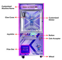 Machine à griffes pour animaux en peluche Maker Amusement, pour centre de jeux, attrapeur de jouets en peluche, machine à griffes miniature à pièces