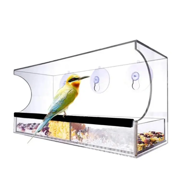 Bán buôn Hot Bán cửa sổ Bird Feeder rõ ràng treo Bird Feeder Acrylic cửa sổ Hoang Dã Bird Feeder