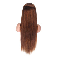 Wig Renda Coklat Depan Berenda untuk Wanita, Wig Lurus Panjang yang Dapat Diperm dan Diwarnai untuk Tampilan Baru