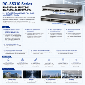 Commutateur réseau d'entreprise 10G SFP+ géré L3 à 48 ports en fibre optique Gigabit Ru Ijie RG-S5310-24SFP4XS-E RG-S5310-48SFP4XS-E24 - Product Image 2