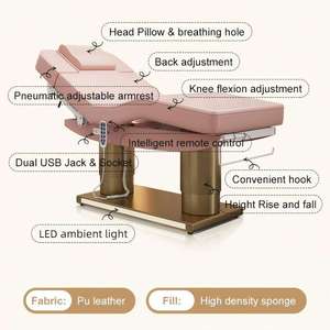 เตียงนวดไฟฟ้าดีไซน์ใหม่ หุ้มหนัง PU ปรับระดับได้ สำหรับทำทรีทเมนท์หน้า สปา และร้านเสริมความงาม - Product Image 4