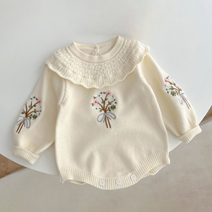 Ropa de Bebé de 0 a 3 Meses, Suéteres al por Mayor, Mamelucos Blancos Lisos de Punto, Mamelucos Afelpados para Bebé, Invierno - Product Image 6