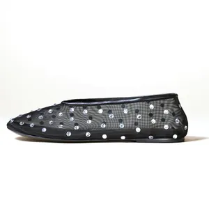 Crystal Ultra Comfortable Shiny Gem Mesh Sparkle Flats Fancy Ladies Flat Pumps Shoes